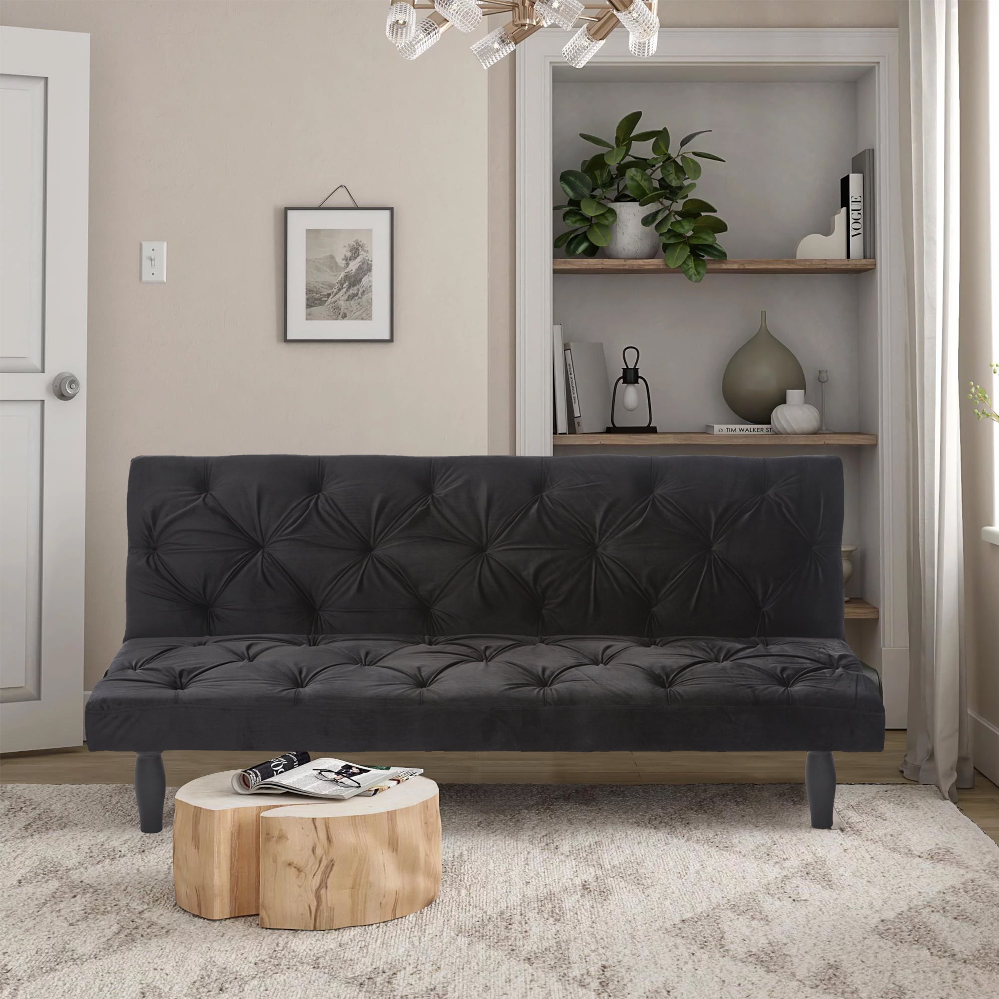 66" Velvet Sofa Bed,Convertible Sofa Bed,Futon Sleeper Couch Suitable