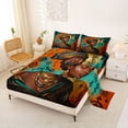 thumbnail image 2 of Castle Fairy Tribal African Woman Bed Sheets 4-Piece,Vintage Tribal Symbol Full Size Sheets,Orange Teal Gold,1 Fitted Sheet, 1 Flat Sheet and 2 Pillowcases, 2 of 6