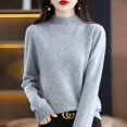 thumbnail image 5 of Suéter de punto holgado de cuello alto corto para mujer, prenda de primera línea de lana con tacto de piel, sin costuras, para otoño e invierno, 5 of 5