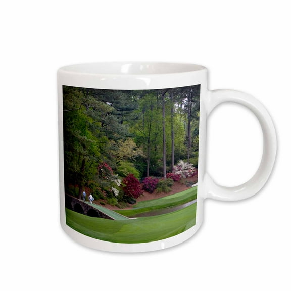 3drose, Amen Corner in Augusta Georgia - Golfers on Bridge, 15oz Mug