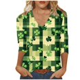 thumbnail image 1 of FAIWAD T-Shirts Grande Taille pour Femmes, Col en V, Manches 3/4, Décontracté, Ample, Mignon, 1 of 5