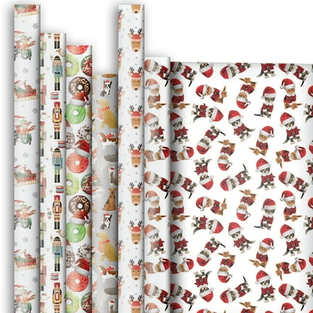 Mickey Mouse Christmas Wrapping Paper Jillson & Roberts Premium Gift Wrap Roll Assortment, Christmas Designs (6 Rolls) ()