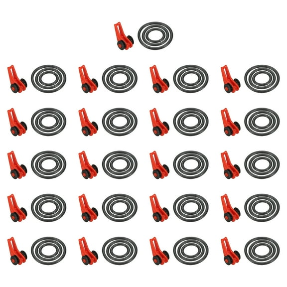 Uxcell Plastic Fishing Hook Keeper Holder with 3 Size Rubber Rings, Red 21 Pack