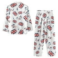 thumbnail image 4 of SCRAWLGOD Union Jack Musical Notes White Mens Pajamas Set, 2 Pieces Breathable Cozy Notch Collar Pajamas for Men, Casual Long Sleeve Mens Sleepwear with Pockets & Elastic Band, XL, 4 of 6
