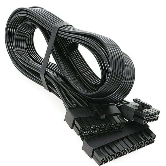 Modular Power Cable 10Pin 18Pin to 24Pin 18AWG Black Flat Cable for EVGA Power Supply G  G2 G3 P2 T2 GS Series