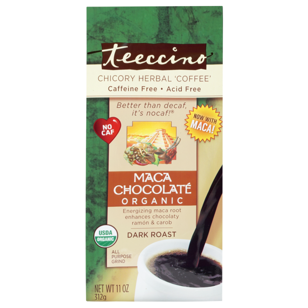 Teeccino CaffeineFree Maca Chocolate Chicory Herbal Ground Coffee