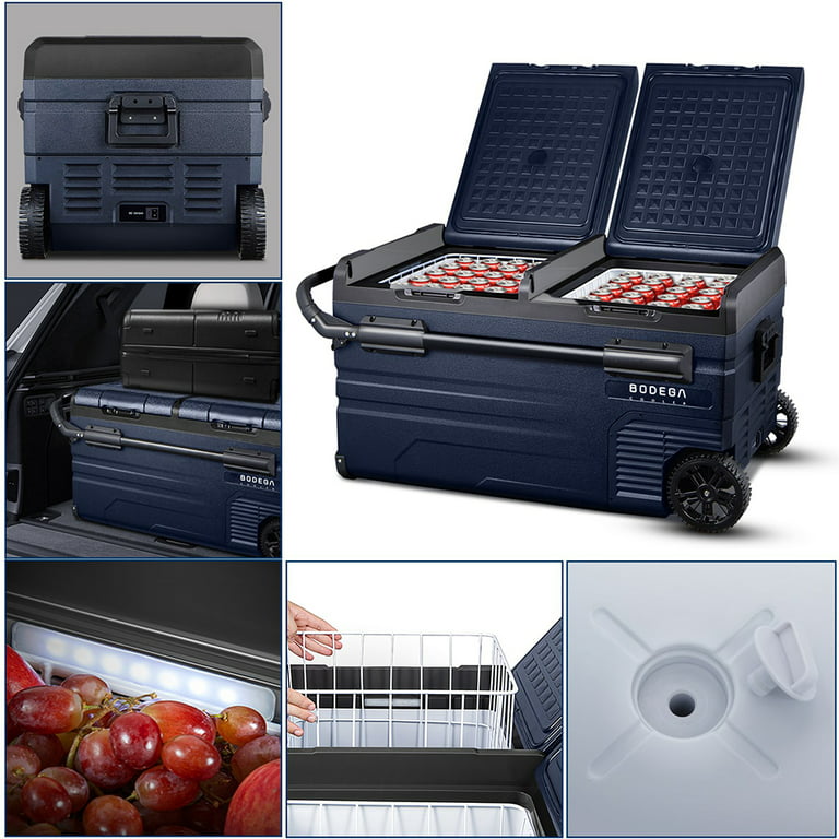 Bodega 12 Volt 80 Qt.75L) Car Refrigerator, Portable Freezer, Car Fridge for Camping, Travel,APP Control, Size: 80 Qt-75 Large, Blue