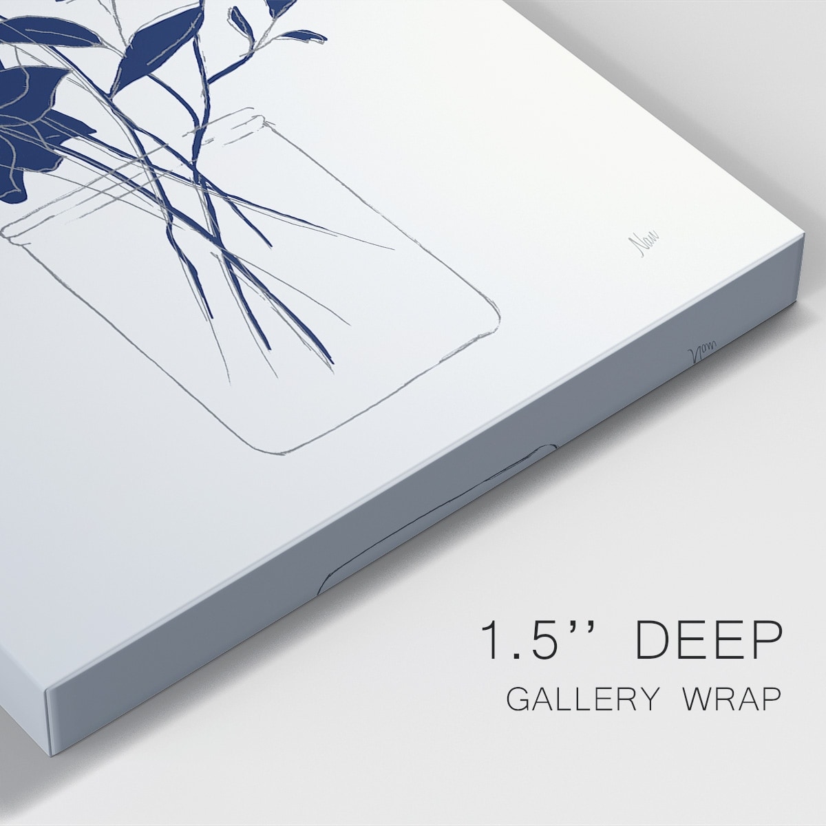 Indigo Sketch Bouquet II Premium Gallery Wrapped Canvas - Ready to Hang