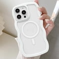 thumbnail image 2 of Magnetic Case Candy Wave Frame Case for iPhone 13 Pro Max 6.7 inch, Cute Curvy Case Compatible with Magsafe Shockproof Cover Non-Yellowing Clear Case Slim Fit Case for Women Girl-White, 2 of 11