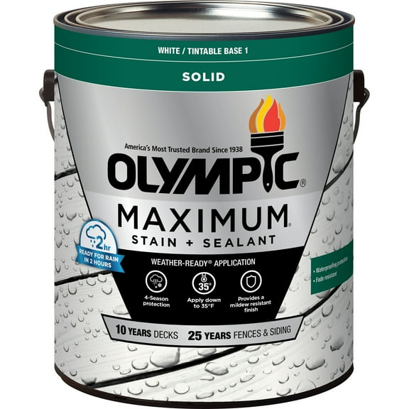 Olympic Maximum 1 Gallon White/Base 1 Solid Color Exterior Stain and Sealer in One