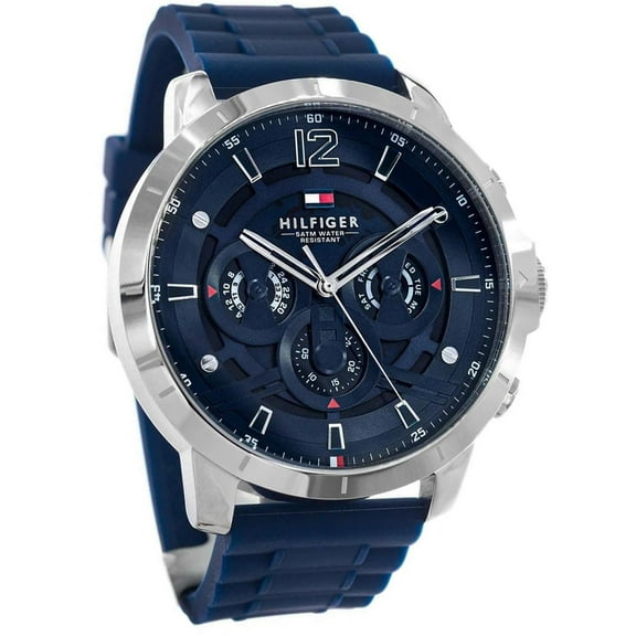 Tommy Hilfiger 1710489 Men's Blue Multifunction Analog Watch Silicone Strap