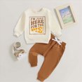 thumbnail image 2 of HFHAPW Baby Boy Clothes Funny Letter Print Long Sleeve Sweatshirt Pullover Tops Joggers Pants Set Toddler Fall Winter Outfits 0 6 12 18 Months 2T 3T 4T 5T 6T 7T 8T 9T(Beige,6-12 M), 2 of 4