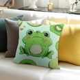 thumbnail image 3 of Orinice Lovely Frog Throw Pillow Covers Watercolor Green Apple Kiwi Fruits Cushion Covers for Kids Boys Girls Teens Cute Cartoon Wild Animal Red Heart Cushion Cases for Bed Couch Car  20x20in, 3 of 5
