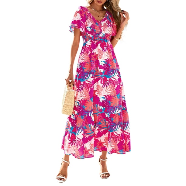 Vestido Maxi PRETTYGARDEN Boho Mujer Verano 2025 Estampado Floral