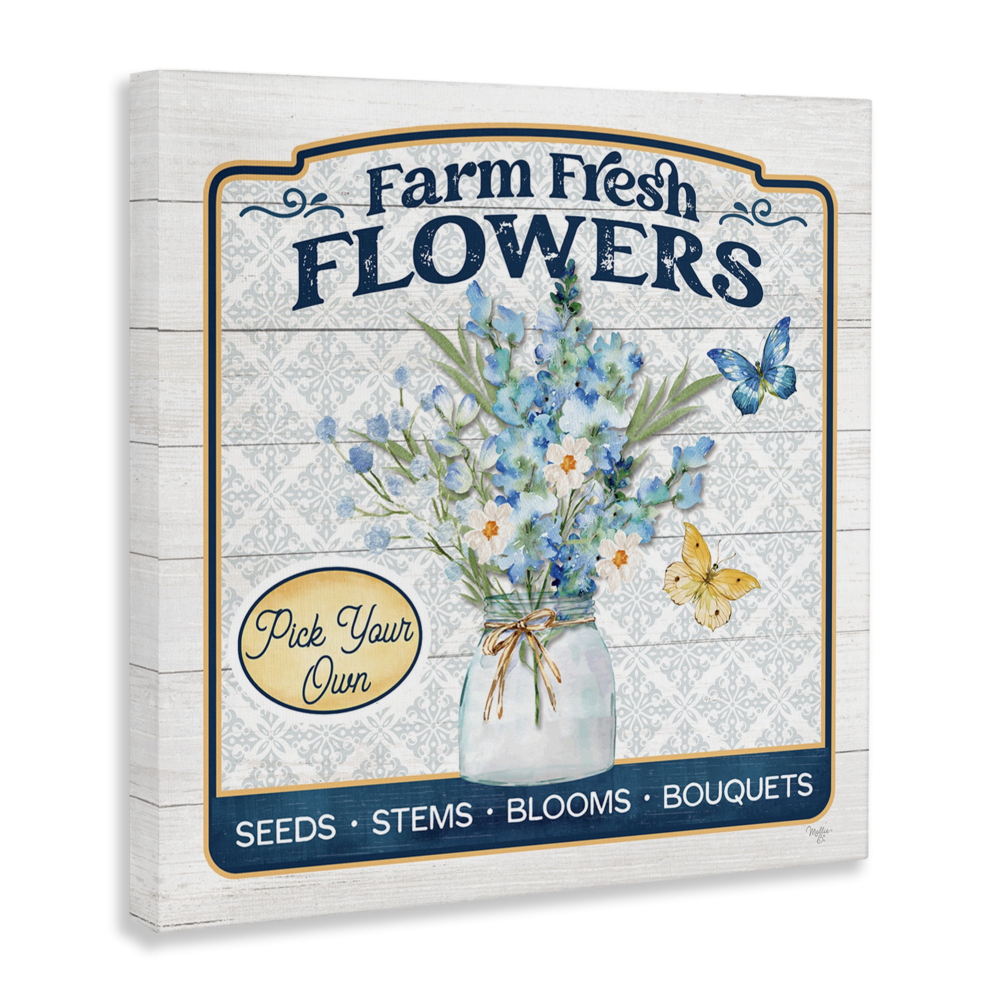 Stupell Industries Farm Fresh Flowers Botanical & Floral Painting Gallery Wrapped Canvas Art Print Wall Art, 24 x 24