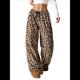 thumbnail image 2 of Pantalones de Pijama para Mujer, de Leopardo, Peludos, Estilo Y2K, de Cintura Alta, Bonitos. Marrón Ocre L, 2 of 10