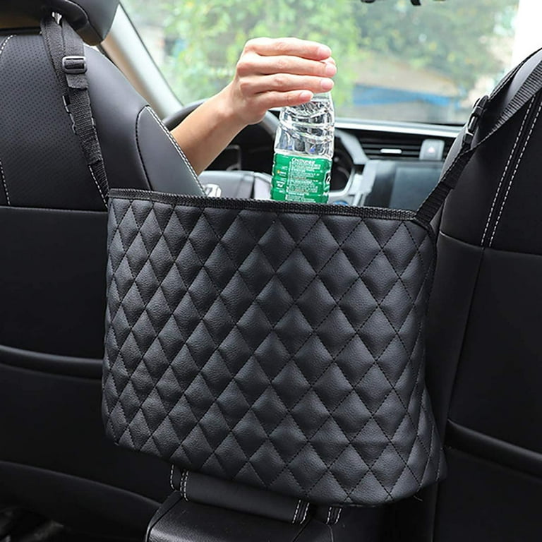 Leather Car Net Pocket Handbag Holder,Car Organizer Front Seat,Large  Capacity Car Hanging Storage Bag 