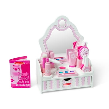 Melissa & Doug Wooden Beauty Salon Play Set with Vanity, 18 Pieces, Toddler Toy Ages 3 