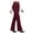 01#Deep Red, variant on Women High Waist Bootcut Yoga Pants Wide Waistband Side Pockets Stretch Casual Dress Slacks Solid Work Trousers Brown 2XL