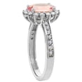 thumbnail image 3 of 14K White Gold Natural Morganite Floral Halo Ring Oval 8x6mm Diamond Accents, size 5, 3 of 4