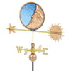 34" Luxury Polished Copper Stained Glass Moon, Sun and Star Weathervane