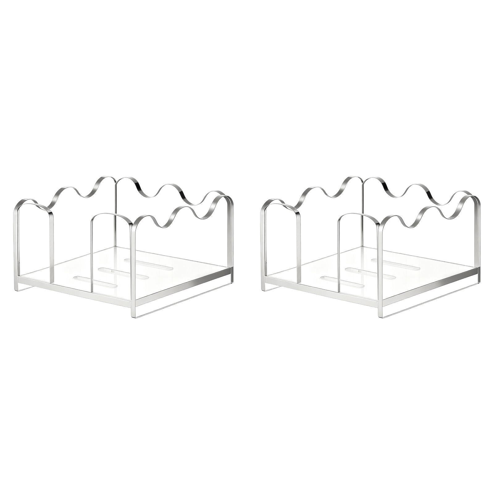 Acrylic Sticky Note Holder with Scalloped Edge, Clear Sticky Note Holder Dispenser for Hair Clip Paper Clip Small Items, Desk Organizer Accessories for Home Office Desktop, 2Pcs(Clear*2,3.3x3.3x1.7")
