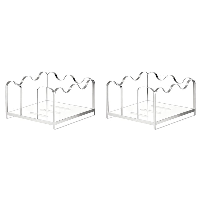 GZJCKJY 2Pcs Acrylic Sticky Note Holder, 3x3 Inch Clear Cute Notepad Holder Sticky Note Dispenser with Wave Design, Thick Acrylic Desk Organizer for Office, Home, Dorm, Classroom Desk