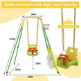 thumbnail image 7 of 3 in 1 Toddler Swing Set with Basketball Rim and Soccer Scoring Net, Indoor Outdoor Baby Swing with Metal Stand, Kids Swing Set for Backyard, Free Soccer Basketball and Pump, Easy to Assemble（Yellow）, 7 of 7