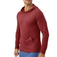 thumbnail image 2 of Running Hoodies for Men with Front Pocket Quick-Drying Pullover Long Sleeve Shirts Mens Casual Solid Color Stretchy Slim Athletic Workout Hoodie Tops, 2 of 4