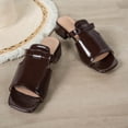 thumbnail image 6 of Viluyesy Womens Heeled Slides, Square Toe Block Heels Faux Leather Slip-On Fashion Dress Sandals Brown US7.5, 6 of 9