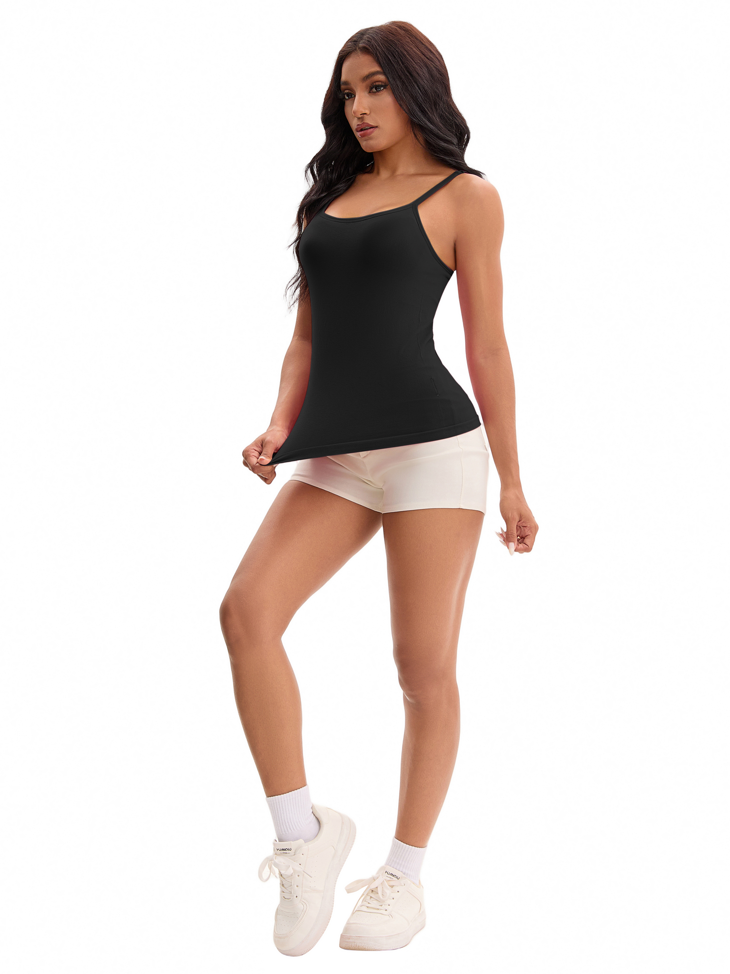 Unique Bargains Spaghetti Strap Camisole Sleeveless Top L Black