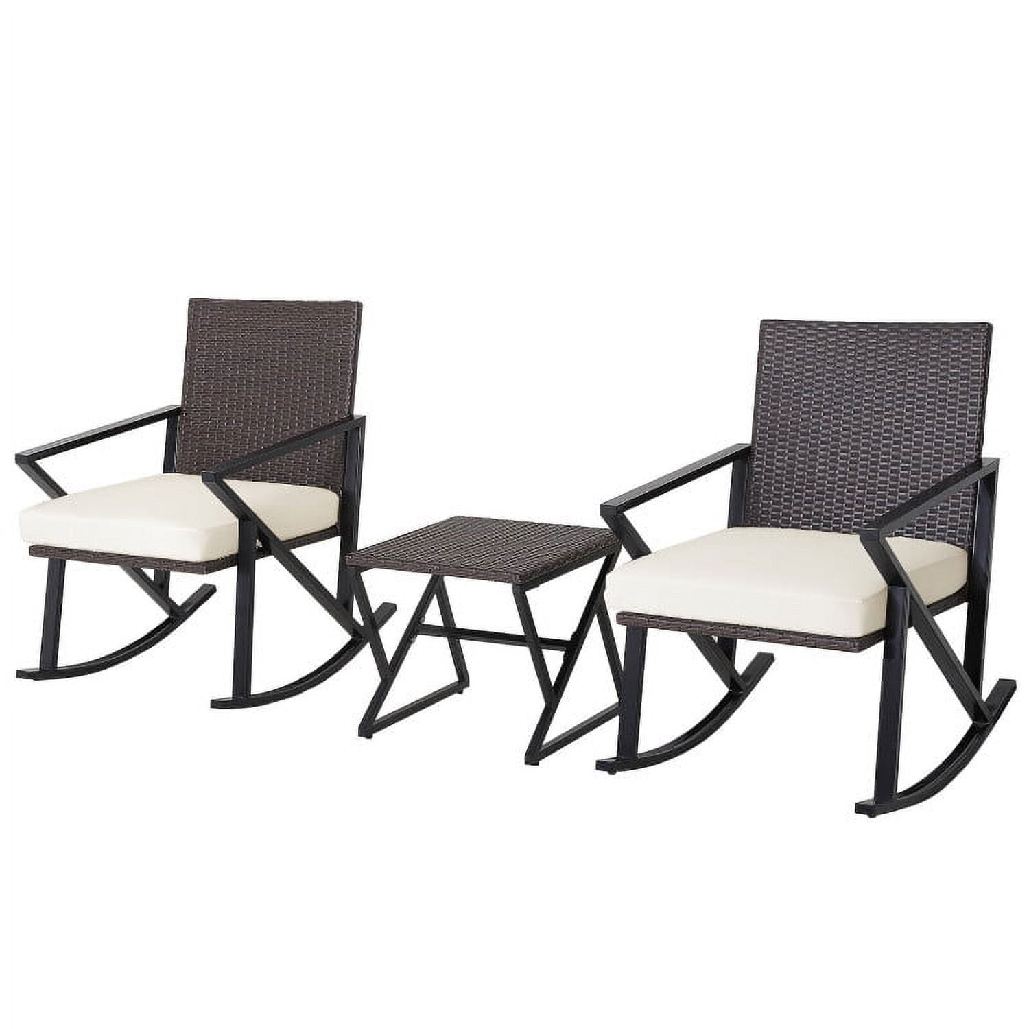 Aimee Lii 3 Piece Patio Wicker Rocking Chairs Set with Heavy-Duty Metal Frame, Backyard Furniture, White Aimee Lii 3 Piece Patio Wicker Rocking Chairs Set with Heavy-Duty Metal Frame, Backyard Furniture, White