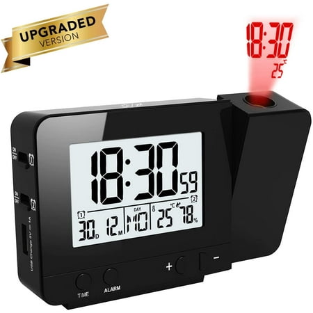 clock alarm projection dual snooze charging adjustable allomn alarms lcd function usb walmart canada