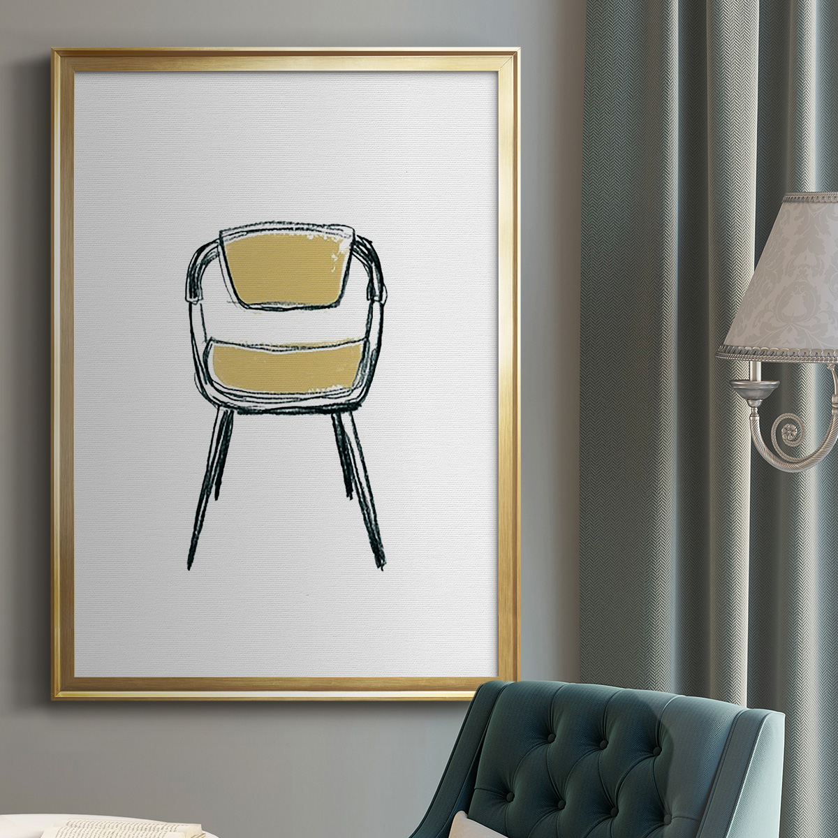 Take a Seat II Premium Framed Print, in Gold, Black, or Silver - Ready to Hang