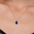 thumbnail image 3 of Gem Stone King 0.90 Ct Oval Blue Created Sapphire 925 Sterling Silver Pendant With Chain, 3 of 6