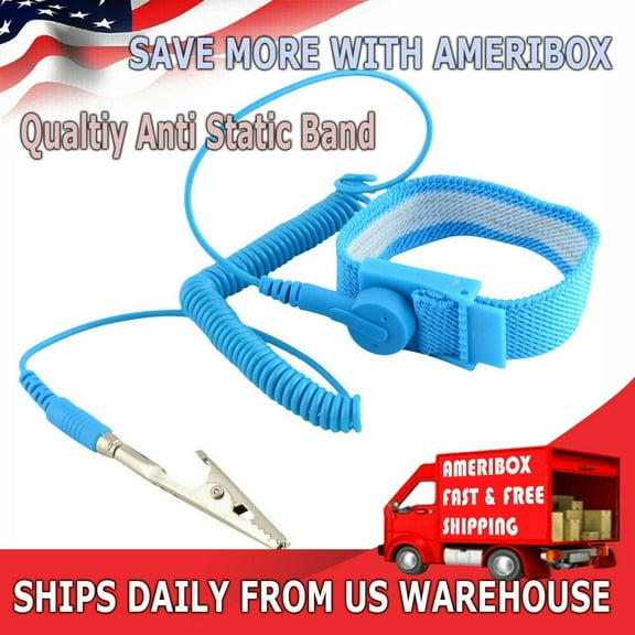 Anti-Static Wrist Band ESD Grounding Strap Prevents Static Build Up, Blue