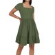 thumbnail image 1 of Vestido de playa con cuello cuadrado para mujer: corte A plisado, cuello cuadrado, ligero, informal/vacaciones, tejido transpirable., 1 of 4