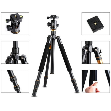 DSLR Camera Tripod - Professional Q999 Portable Travel Compact Monopod With Ball Head Adjustable Legs Magnesium Aluminium For Digital Canon Nikon Sony Olympus Pentax with Carrying (Best Compact Tripod For Dslr)