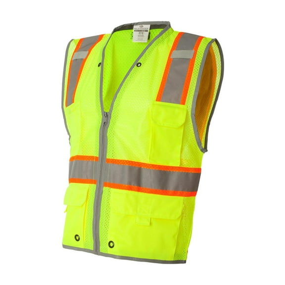 ML Kishigo B86929178 Premium Brilliant Series Heavy-Duty Class 2 Vest, Lime - 3XL