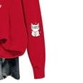 thumbnail image 5 of Adorable Cat with Heart Print Girls Red Cropped Hoodie - Fleece Lined Long Sleeve, Soft Stretch 95% Polyester 5% Spandex, Size 110-160 for 4-12 Kids,Size 5-6T, 5 of 5