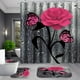 thumbnail image 5 of Juego de baño de 4 piezas, juego de cortinas de ducha con rosas amarillas, juego de cortinas de ducha románticas con alfombras (alfombrilla de baño, alfombrilla en forma de U y alfombrilla para tapa, 5 of 6