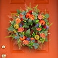 thumbnail image 6 of Lifelike Autumn Pumpkin Vine Wreath with Mini Pumpkins and Leaves for Thanksgiving Door Wall Table Decor, 6 of 7