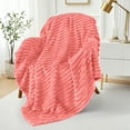 thumbnail image 3 of Lux Decor Striped Cozy Throw Blanket, Ultra Soft Lightweight Warm Fleece Blanket for Couch, Bed & Travel, All Season Comfort, Pink, 3 of 11