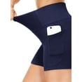 thumbnail image 3 of ValueVibe Workout Shorts for Women with Pockets High Waist Yoga Shorts Tummy Control Booty Athletic Shorts, Black+Navy XL, 3 of 9