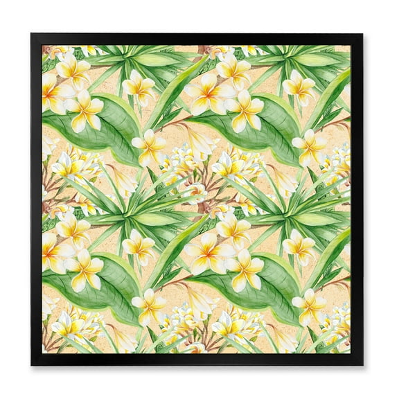 Designart 'Yellow Flowers and Tropical Foliage XIII' Modern Framed Art Print
