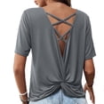 thumbnail image 2 of Short Sleeve T Shirts for Womens Summer Business Casual Tops Loose Basic Outfits, 2 of 6