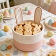 thumbnail image 6 of Yhmxh Large Easter Basket Toy Storage Basket, Long Bunny Ears Baskets for Storage Organizing Cute Personalized Woven Cotton Rope Storage Bins Egg Hunt Baskets for Party Gifts Toy, 6 of 6