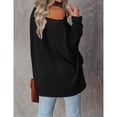 thumbnail image 3 of Suéter De Punto Batwing Manga Larga Un Hombro Color Puro Tops Casuales De Moda Para Mujer Negro M, 3 of 5