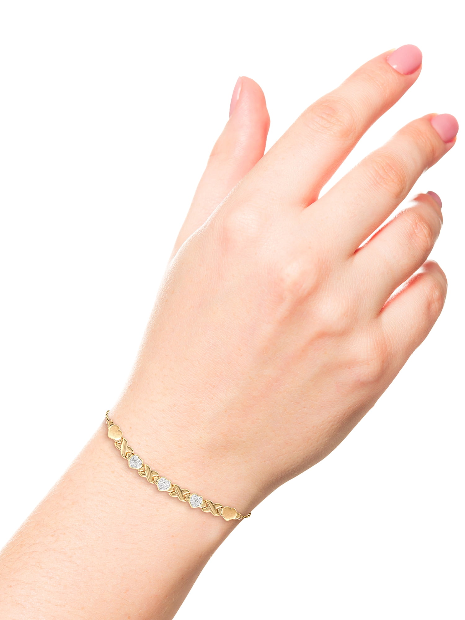 Brilliance Women's Jewelry Gold Plated Sterling Silver Crystal Hugs & Kisses Lariat Bracelet