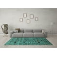 thumbnail image 3 of Ahgly Company Machine Washable Indoor Rectangle Oriental Turquoise Blue Industrial Area Rugs, 7' x 10', 3 of 4